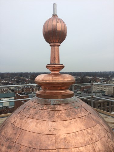 Complete Re-fabrication of original copper finial and weathervane of the Historic Fayette County Courthouse, Lexington, KY 2017